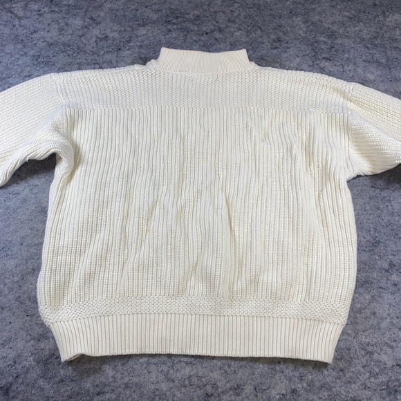 Eddie Bauer Sweater Mens L Cream Cotton Long Sleeve Fisherman Henley Knit Heavy - Picture 8 of 9
